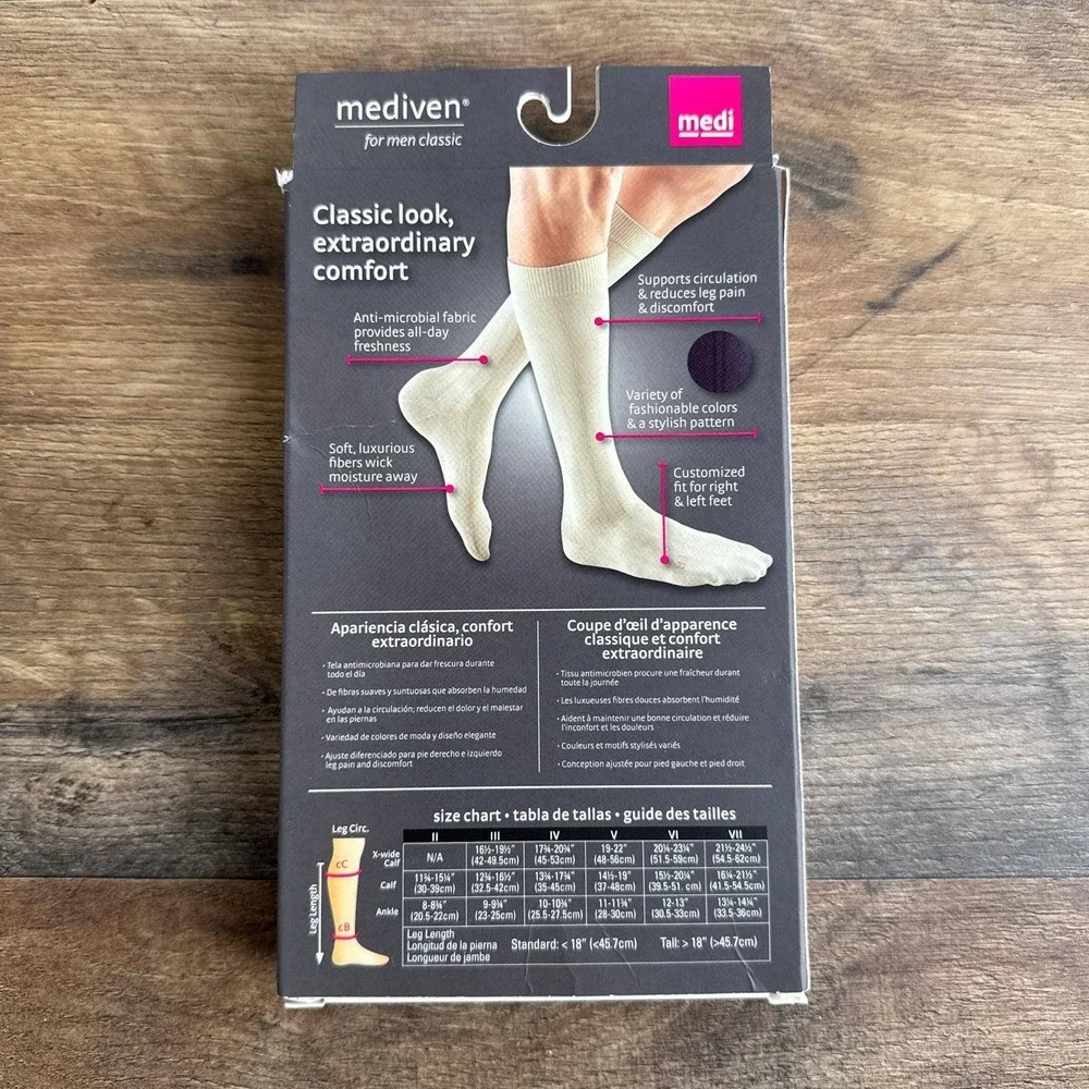 Mediven for Men Classic Medical Compression Socks Closed Toe Calf Grey‎ Size V